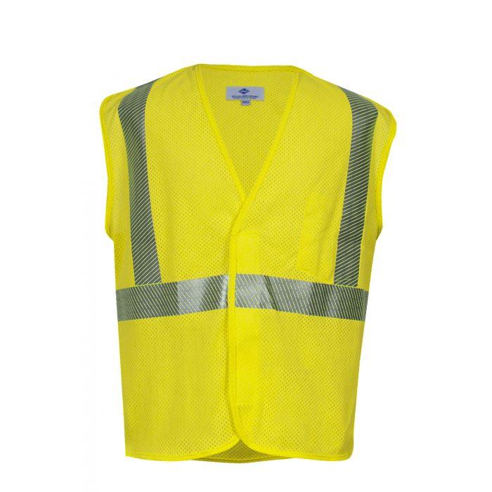 Hi-Vis Mesh Safety Vest Fire (FR) and Arc Flash Resistant, Silver Segmented Reflective Trim, Chest Pocket, Type R Class National Safety Apparel