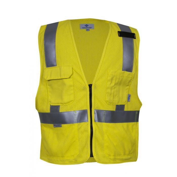 DRIFIRE Hi Vis Safety Vest FR Arc Flash Resistant, Silver FR Solid Reflective Trim, Pockets, Type R Class