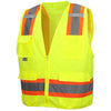 RVZ24 Hi Vis Mesh Back Vest - ANSI 2, Type R, 6 Pockets, Zipper - Hi Vis Lime