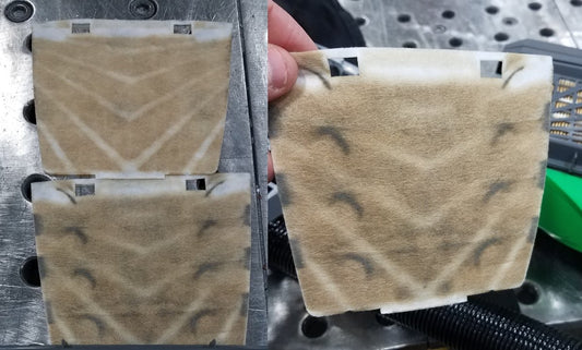 Photos Show PAPR Pre-Filters After 8 Hours of Filtering Aluminum Welding Fumes - X1 Safety