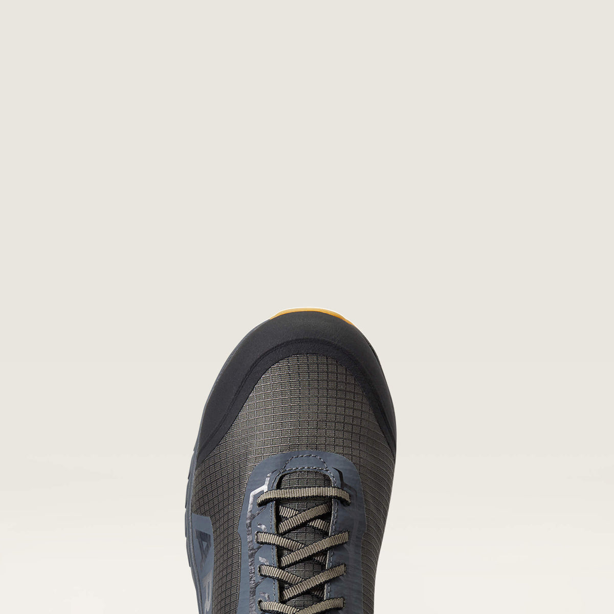 Ariat Outpace Composite Toe Work Shoe in Gunmetal, toe view