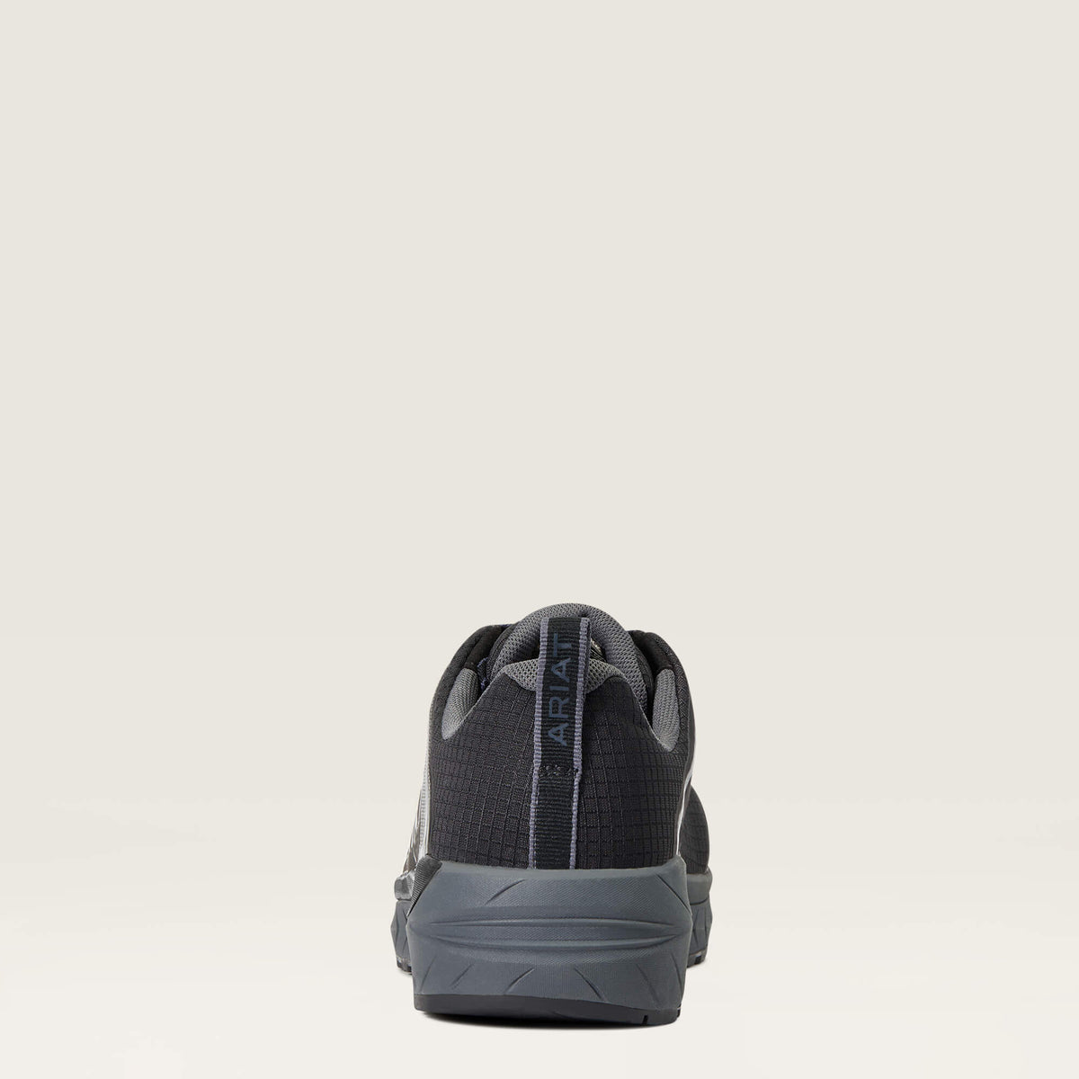 Ariat Outpace Composite Toe Work Shoe in Black, heel view