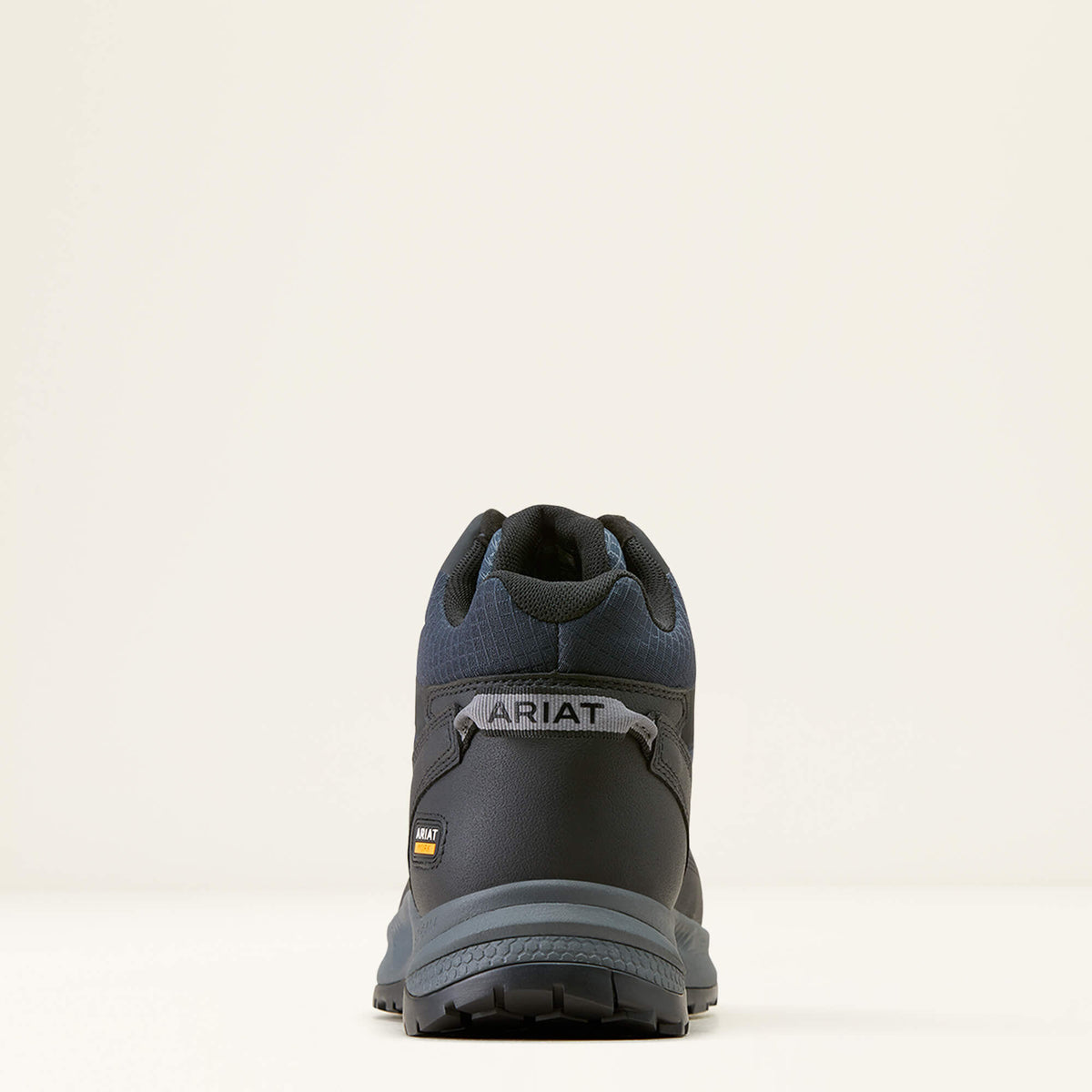 Ariat Men's Outpace Shift Mid Composite Toe Work Shoe in Dark Shadow, heel view