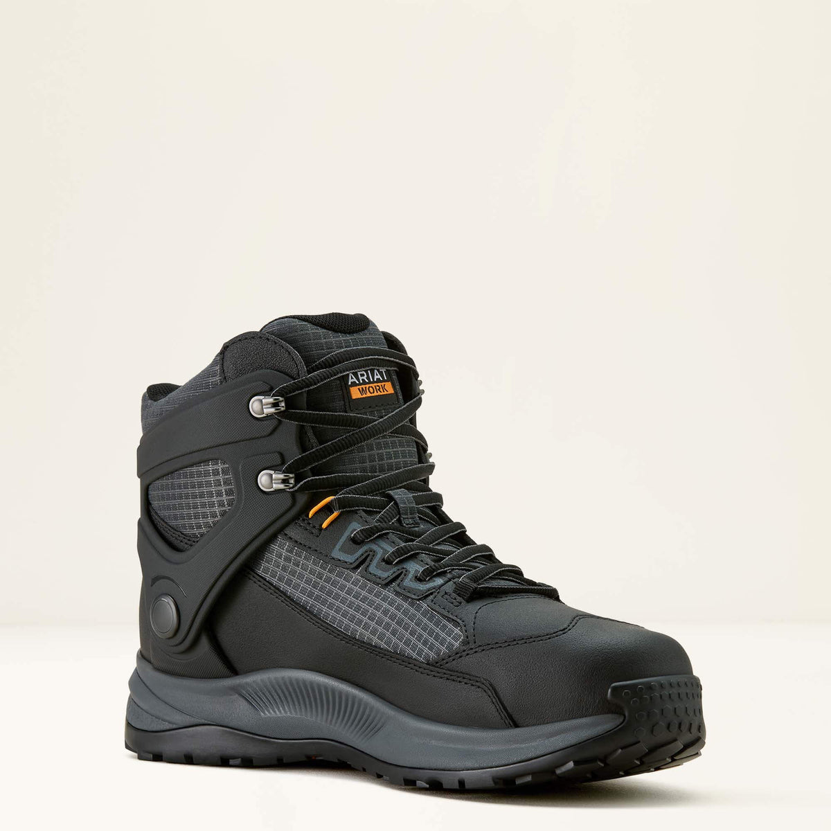 Ariat Men's Outpace Shift 6-inch Waterproof Composite Toe Work Boot in Black, medial view