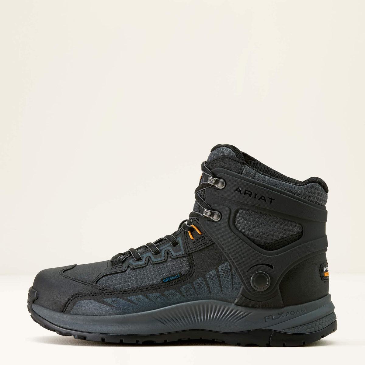 Ariat Men's Outpace Shift 6-inch Waterproof Composite Toe Work Boot in Black, side view