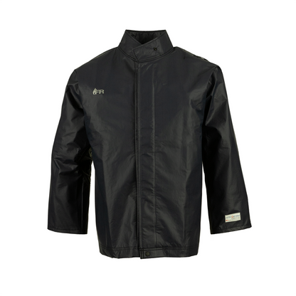 NASCO PetroStorm FR rain jacket with hood snaps in Navy, front view