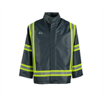 NASCO PetroStorm FR rain jacket with reflective triple trim in Navy, front view