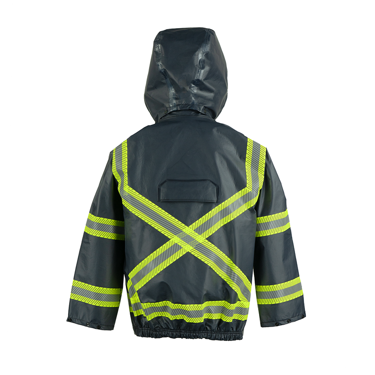 NASCO PetroStorm FR rain jacket with reflective triple trim in Navy, alternate view