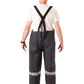 NASCO PetroStorm FR rain bib overalls with reflective trim in Navy, worn back view