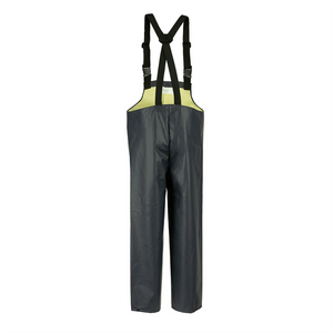 NASCO PetroStorm FR rain bib overalls with quick-release buckles in Navy, back view