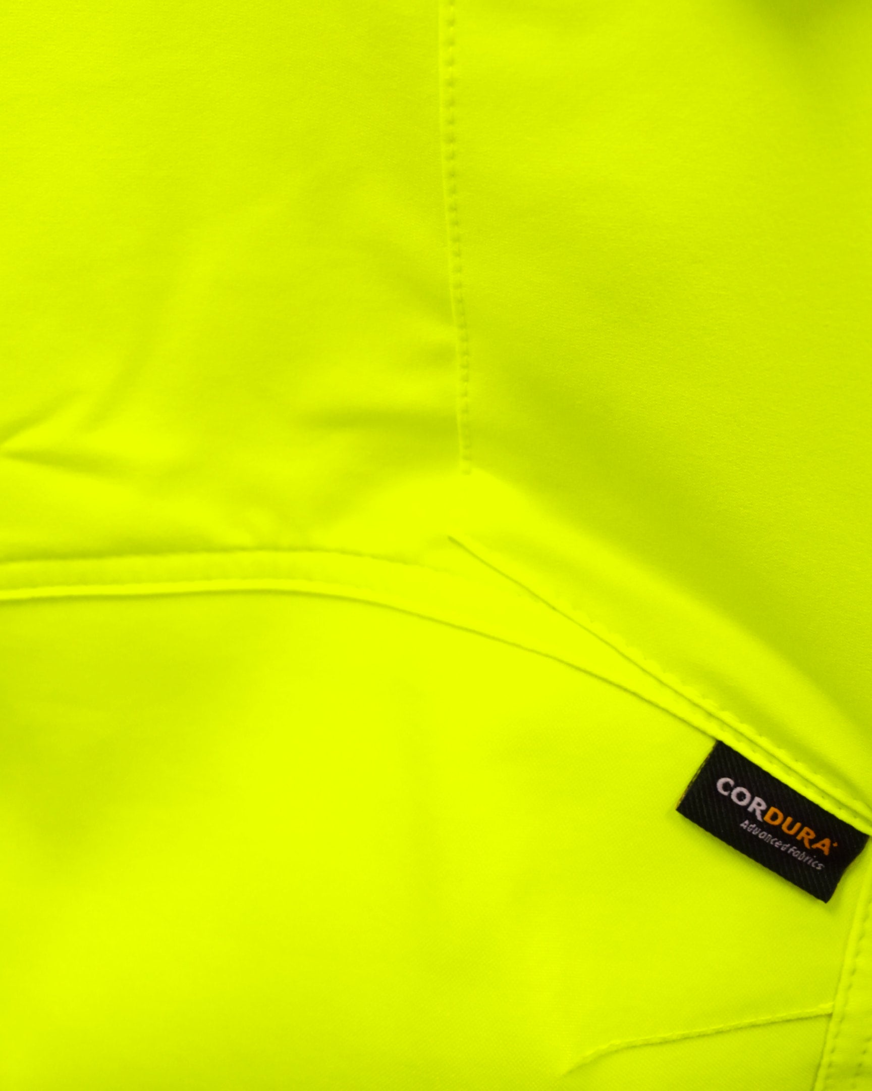 Vohl Hi Vis Jogger Pant – Safety Yellow – SKU HV-JG-105, Cordura® reinforced fabric detail close-up | color:Safety Yellow
