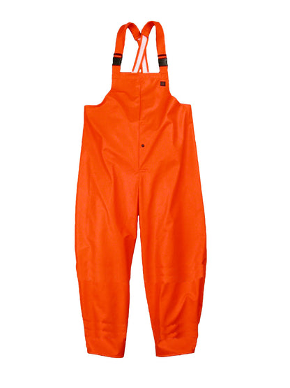 NASCO Sentinel FR rain bib overalls with self-material suspenders in Fluorescent Orange