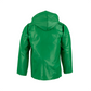 NASCO AcidBasic chemical splash rain jacket with attached hood in Green, back view