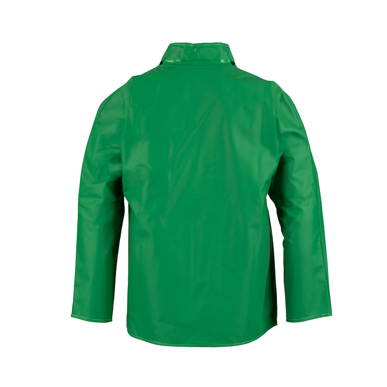 NASCO AcidBasic chemical splash rain jacket in Green, alternate view