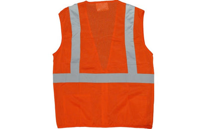 CA Hull Majestic Hi Vis Orange Mesh Safety Vest ANSI 2, Zipper Close