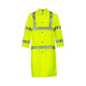 NASCO WorkLite HiVis rain coat in Fluorescent Yellow, front view