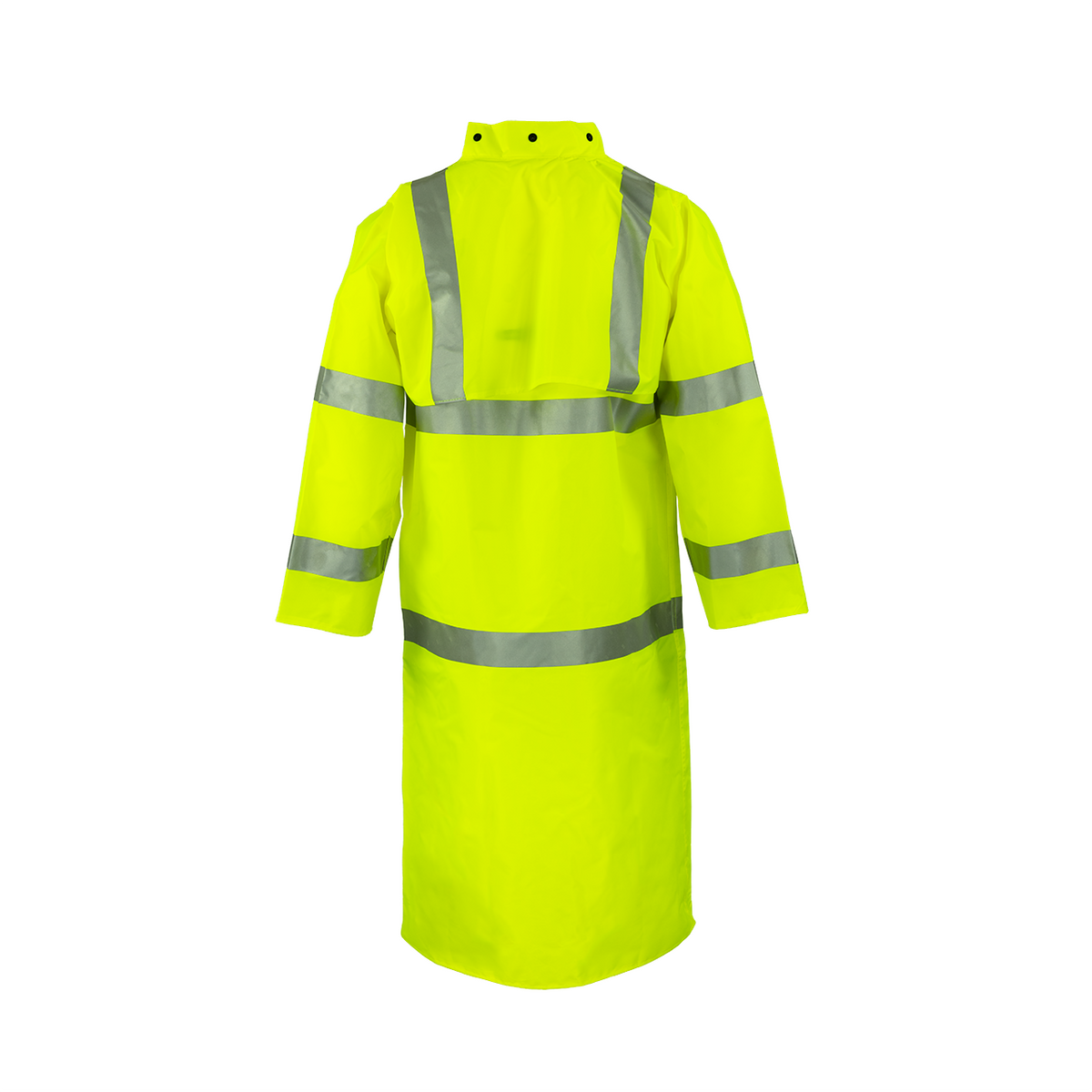 NASCO WorkLite HiVis rain coat in Fluorescent Yellow, back view