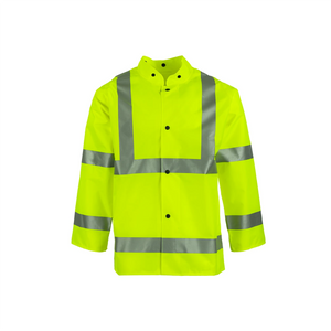 NASCO WorkLite HiVis rain jacket in Fluorescent Yellow, front view