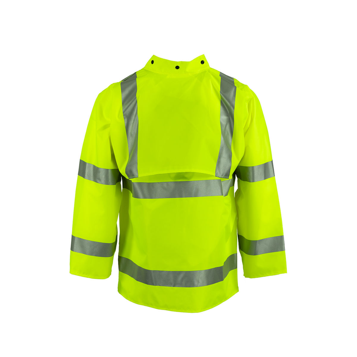 NASCO WorkLite HiVis rain jacket in Fluorescent Yellow, back view