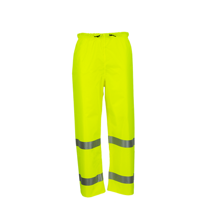 NASCO WorkLite HiVis rain pants in Fluorescent Yellow, front view