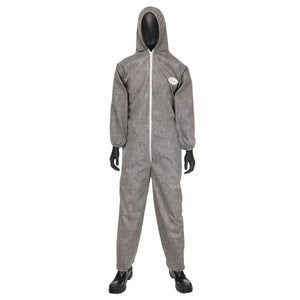 PosiWear M3 Grey Coverall with Hood, Elastic Wrists & Ankles (25 case)
