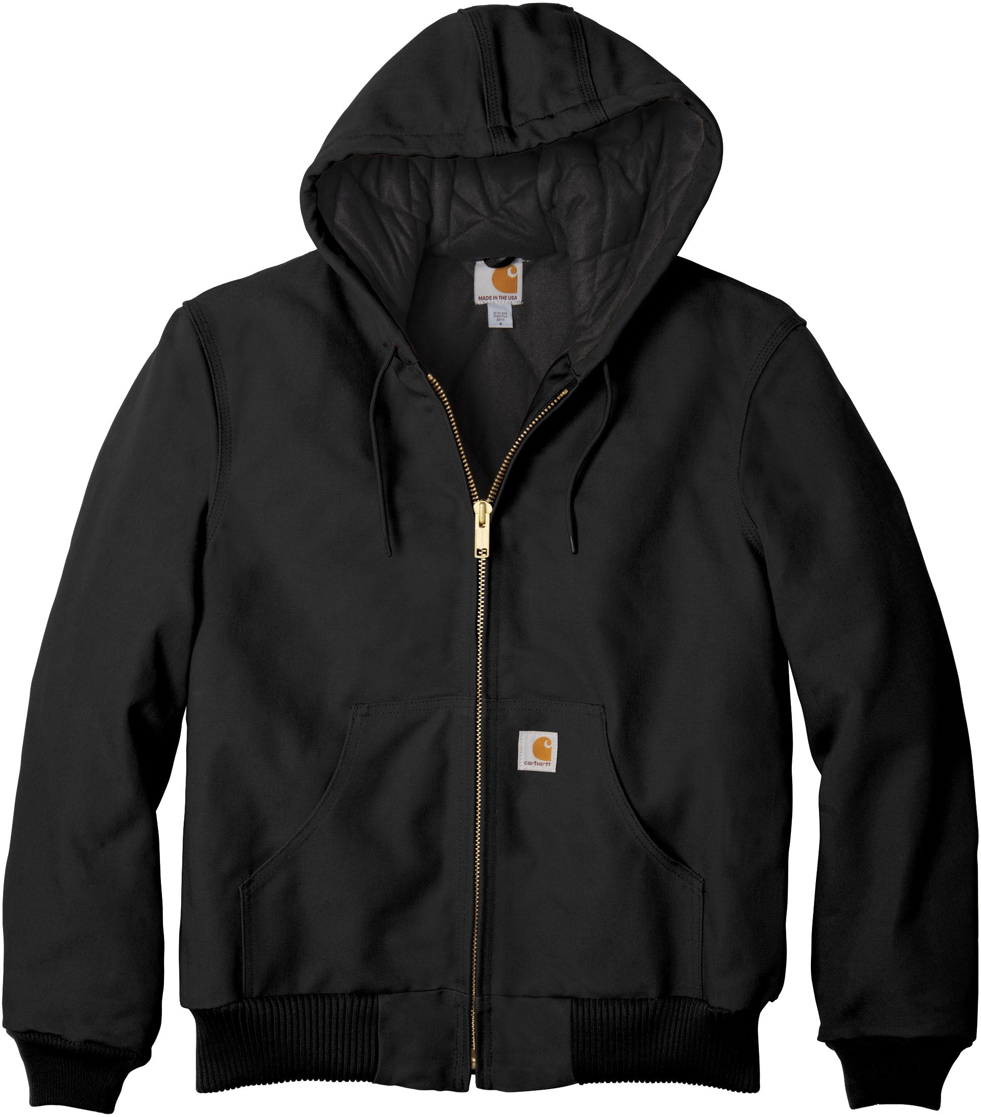 Black carhartt jacket with hood sale