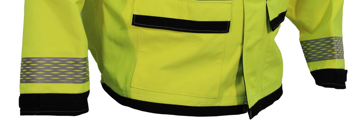 NASCO Omega Navy and Fluorescent Yellow colour blocking detail