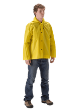 NASCO WorkLite rain jacket with attached hood in Yellow