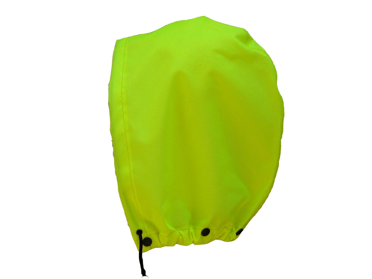 NASCO WorkLite HiVis detachable rain hood in Fluorescent Yellow, alternate view