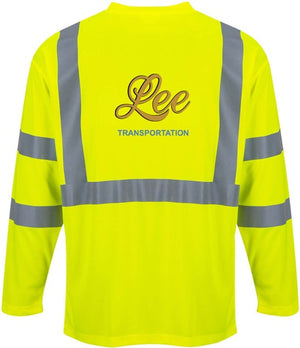 Lee Transportation Logo - Hi-Vis Long Sleeve Pocket T-Shirt - Portwest