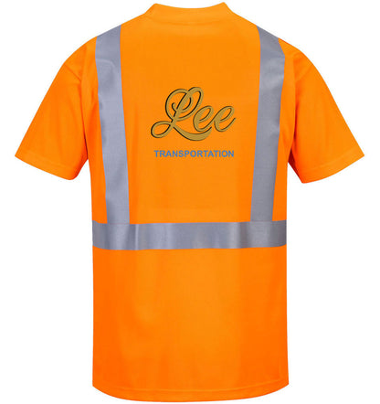Lee Transportation Logo - Hi-Vis Short Sleeve Pocket T-Shirt - Portwest