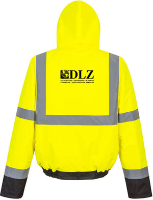 DLZ Logo - Hi-Vis Contrast Winter Bomber Jacket Yellow/Black
