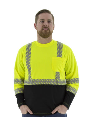 Bristol Logo - High Visibility Birdseye Mesh Shirts - Long Sleeve, ANSI 2, Reflective Chainsaw Striping, Hi Vis Yellow
