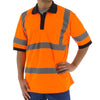 High Visibility Birdseye Mesh Short Sleeve Polo Shirt - ANSI 3, Reflective Striping - Hi Vis Orange