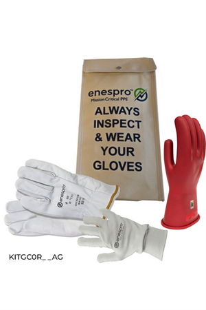 Enespro® Class 0 Voltage 11" Glove Kit With FR Liner Glove (Red)