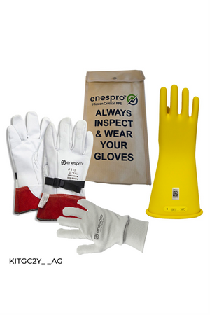 Enespro® Class 2 Voltage 14" Glove Kit With Yellow FR Liner Glove
