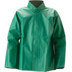 NASCO AcidBasic chemical splash rain jacket in Green, front view