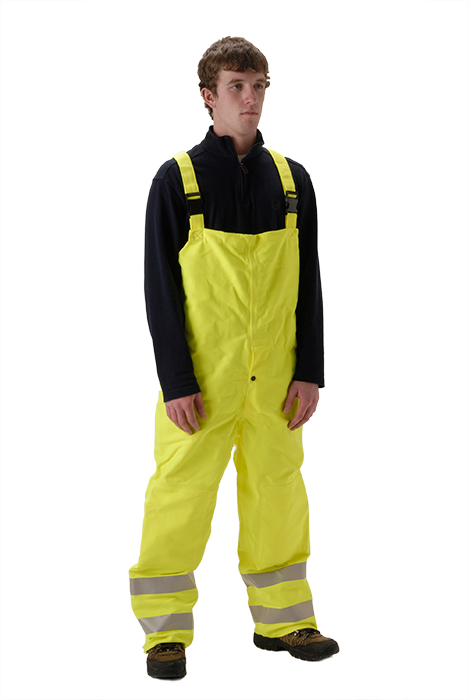 NASCO Omega FR rain bib overalls in Fluorescent Yellow