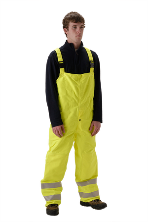 NASCO Omega FR rain bib overalls in Fluorescent Yellow