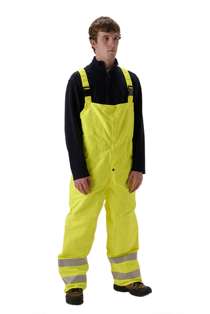 NASCO Omega FR rain bib overalls in Fluorescent Yellow