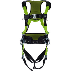 Miller H500 Construction Comfort Full-Body Harness with Back / Front D-Rings, and Belt, and Quick-Connect Chest & Leg Buckles