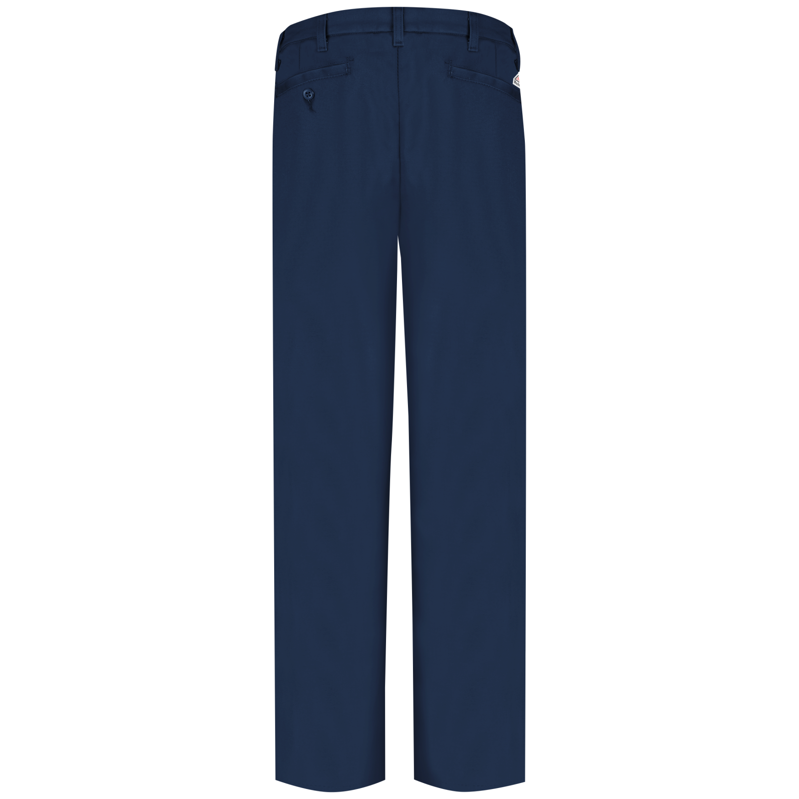 Back side of Navy blue Bulwark FR pants on a white background
