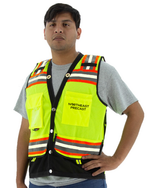 Northeast Precast Logo - Glow-In-The-Dark Hi Vis Surveyors Vest, Snaps
