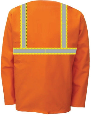 Jacket -12 oz. FR Indura® Whipcord, 30 in. Long With Custom Hi-Vis Striping