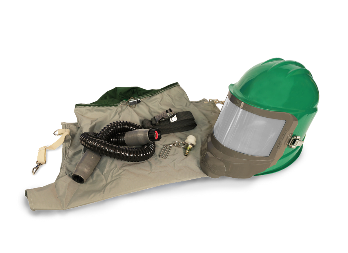 Bullard GVX respirator, Green / 28 in. nylon cape / Regular tube (GVXBT) + F30 continuous flow