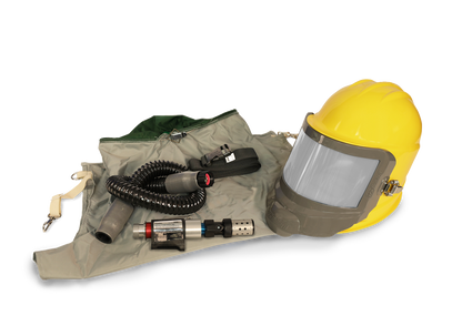 Bullard GVX respirator, Yellow / 28 in. nylon cape / Regular tube (GVXBT) + HC2400 heating/cooling