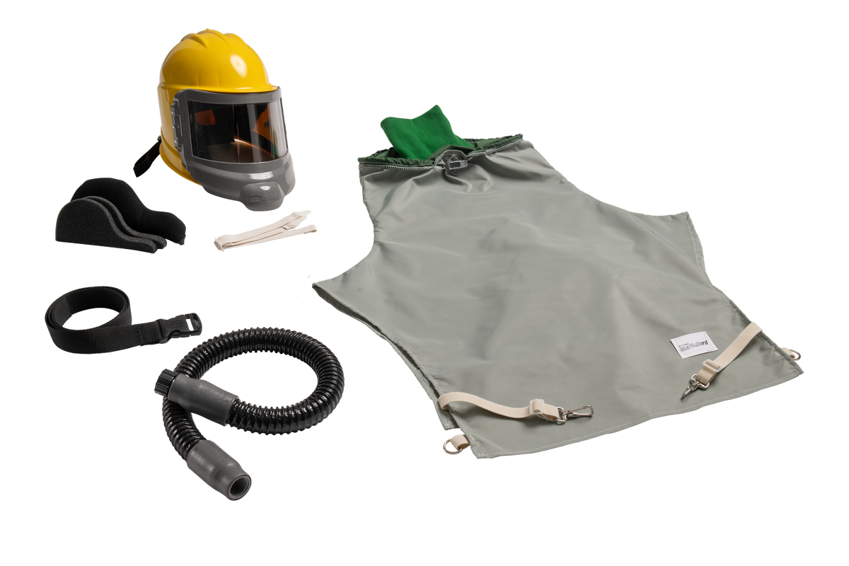 Bullard GVX respirator, Yellow / 38 in. nylon cape / Regular tube (GVXBT) + F30 continuous flow
