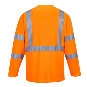 Lee Transportation Logo - Hi-Vis Long Sleeve Pocket T-Shirt - Portwest