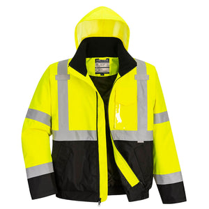 DLZ Logo - Hi-Vis Contrast Winter Bomber Jacket Yellow/Black