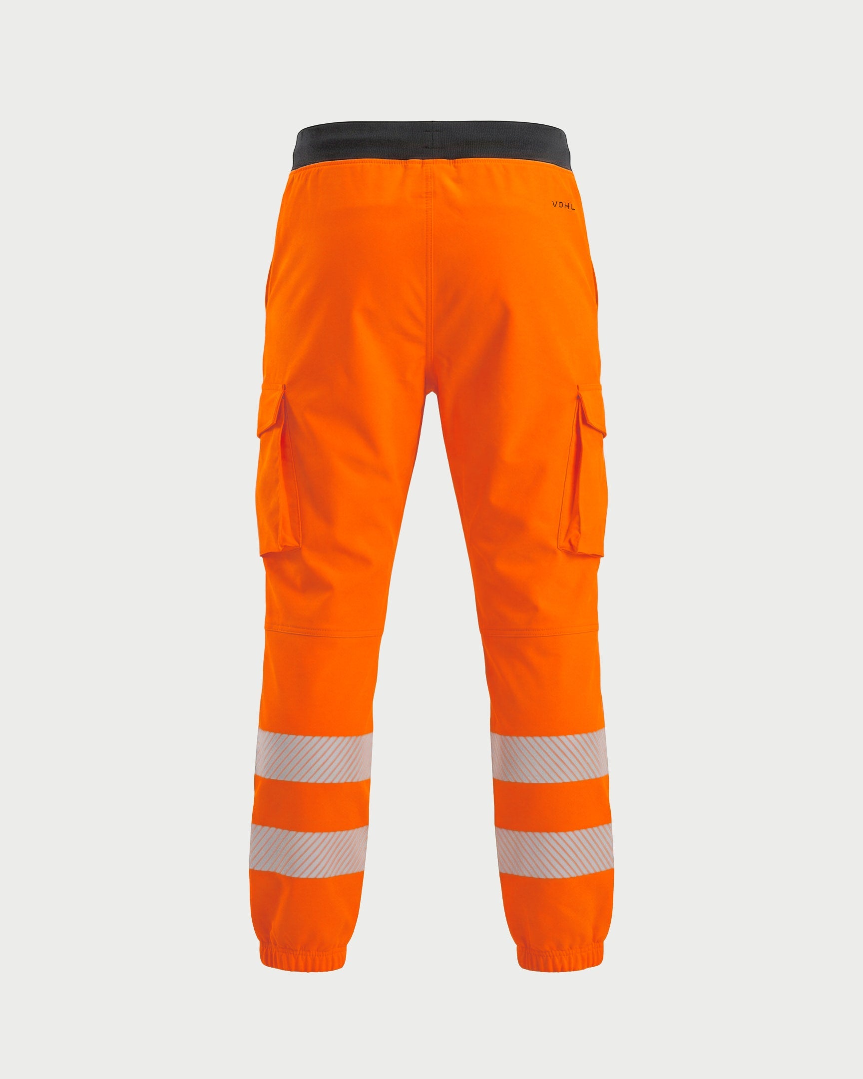 Vohl Hi Vis Jogger Pant – Safety Orange – SKU HV-JG-205, back view with elastic waistband and reflective lower leg bands | color:Safety Orange